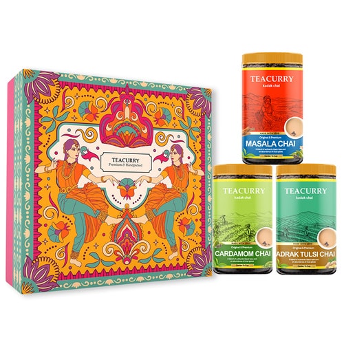 Exquisite Tea Gift Box  Masala chai, Cardamom chai  and Adrak Tulsi chai 