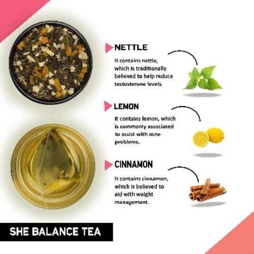 Ingredient image of she balance tea  - best tea for pcos fertility