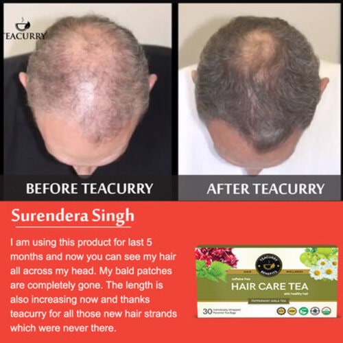 After Before use image of hair care Tea