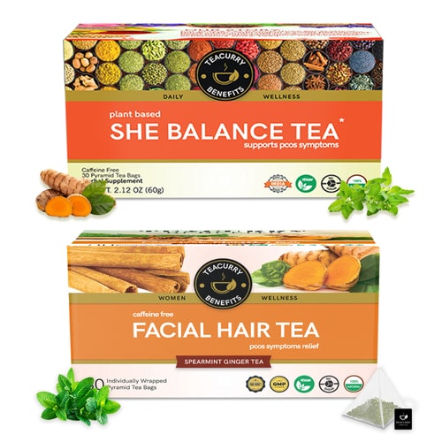 She Balance tea and facial Hair tea combo box image