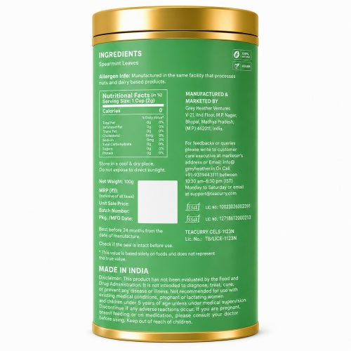 Teacurry Spearmint Leaf Tea Back Image