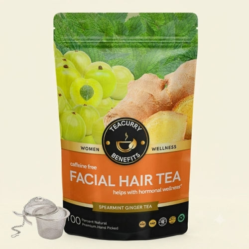 Teacurry Facial Hair Tea - Pouch Image with Infuser