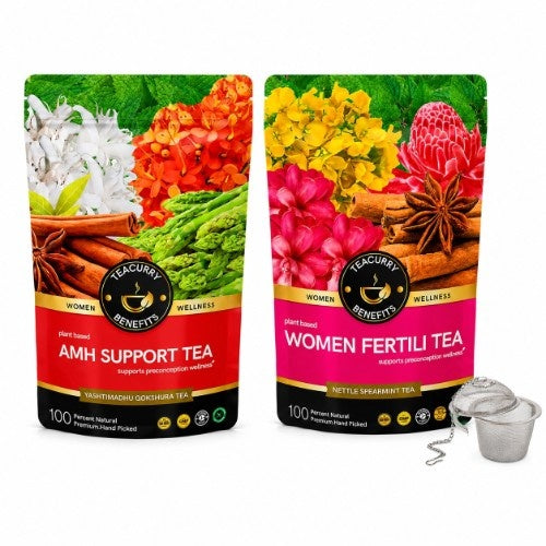 AMH And Women Fertility Tea Combo Pouch with Infuser 