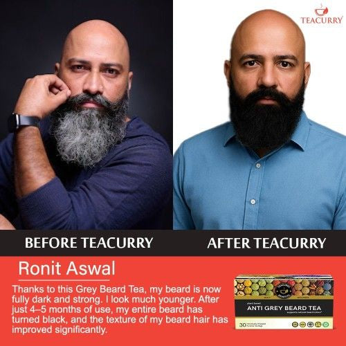 Teacurry Anti Grey Beard Tea Before and After