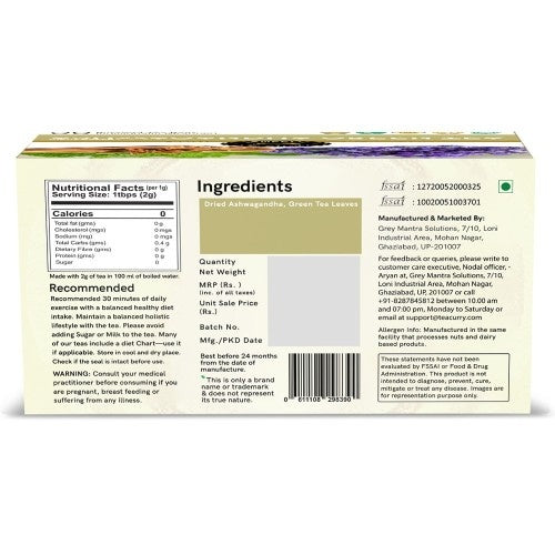 Teacurry Ashwagandha Green Tea Back Image 