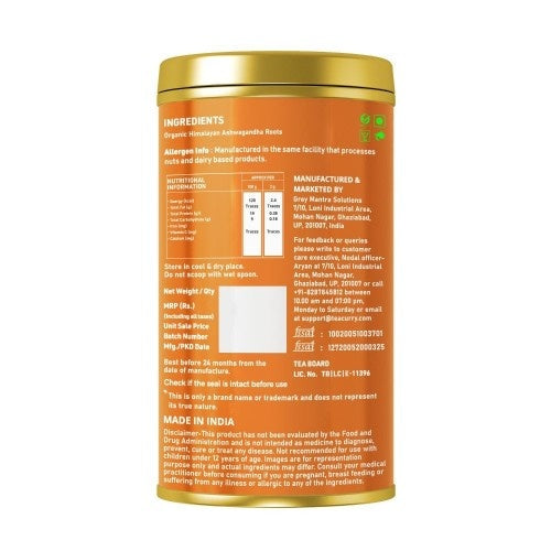 Teacurry Organic Himalayan Ashwagandha Roots Back Image 