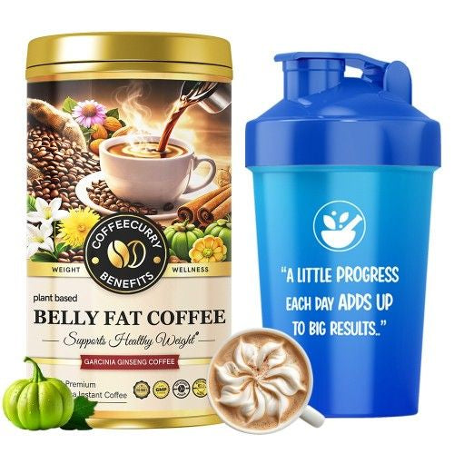 Coffecurry Belly Fat Coffee Tin Can with Shaker