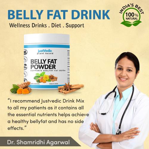 justvedic Belly Drink Mix recommended by Dr. Shamridhi agarwal