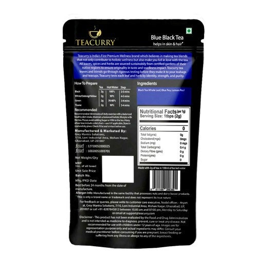 Teacurry Blue Black Tea Back Image