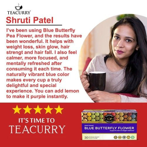 Teacurry Blue Butterfly Flower Tea Testimonial Image