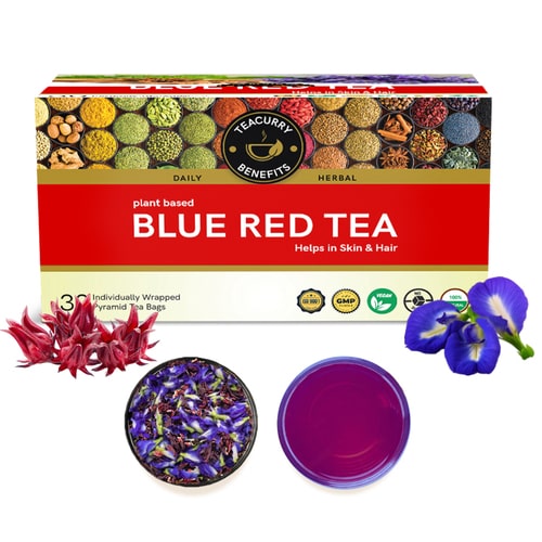 Buy Blue Red Tea – Blue Pea Flower & Rosella Hibiscus Herbal Tea for ...