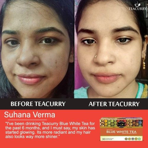 Teacurry Blue White Tea Before and After