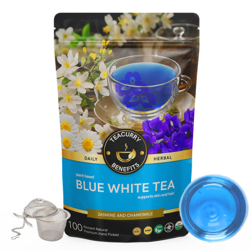 Teacurry Blue White tea Pouch with Infuser