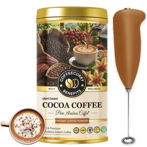 Cocoa Instant Coffee Powder (Premium Golden Tin Can) - Arabica Freeze Dried Coffee for Instant Hot & Cold Coffee