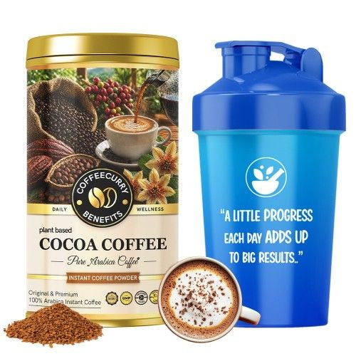 Cocoa Instant Coffee Powder (Premium Golden Tin Can) - Arabica Freeze Dried Coffee for Instant Hot & Cold Coffee