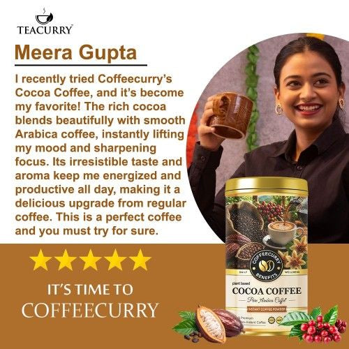 Cocoa Instant Coffee Powder (Premium Golden Tin Can) - Arabica Freeze Dried Coffee for Instant Hot & Cold Coffee