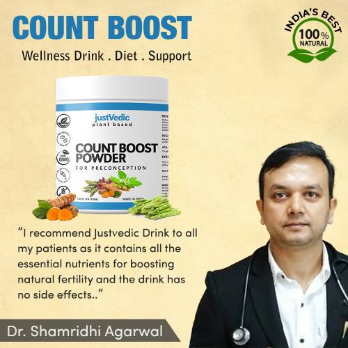 Justvedic Count Boost Drink Mix recommended by  Dr. Shamridhi agarwal 