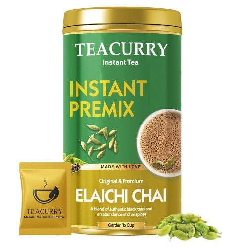 Elaichi Instant Tea Premix (Premium Golden Tin Can) - Premium Cardamom Premix Tea ready in 10 Sec | With Real Elaichi