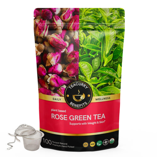 Teacurry Rose Green Tea Pouch with infuser