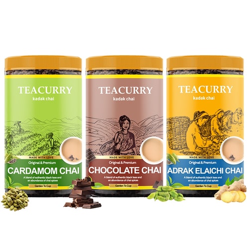 Flavored Chai Combo Pack of 3 - Cardamom Chai, Chocolate Chai, Adrak Elaichi Chai