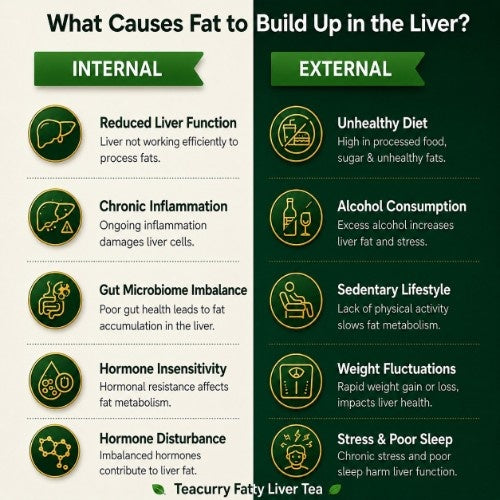 Internal and External Cause of Fat to Build up in the Liver Explain by Teacurry 