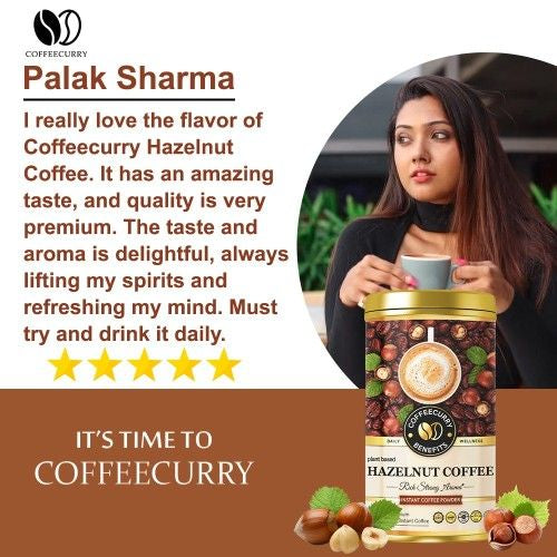 Hazelnut Instant Coffee Powder (Premium Golden Tin Can)- Arabica Freeze Dried Coffee for Instant Hot & Cold Coffee