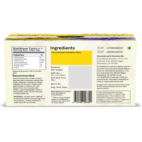 Teacurry Himalayan Dandelion Root Tea Back Image 