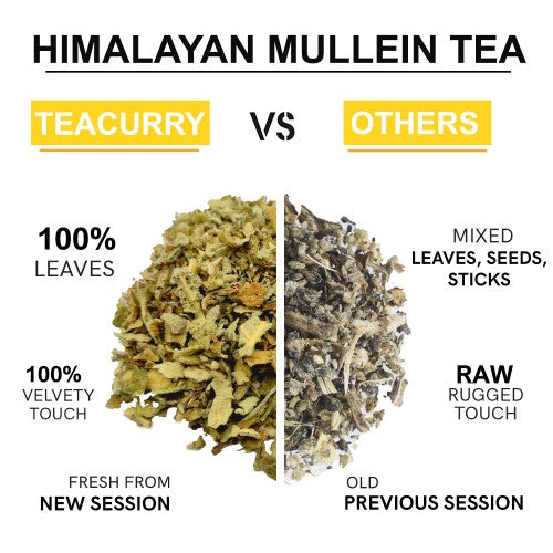teacurry himalayan mullein tea difference image - best mullein tea for lungs - mullein herbal tea