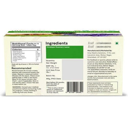 Teacurry Himalayan Rosemary Tea Back Image 