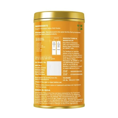 Teacurry Organic Himalayan Yellow Chilli Powder Back Image 