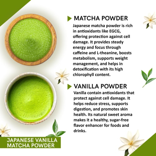 ingrediens of Teacurry Japanese Vanilla Matcha Powder