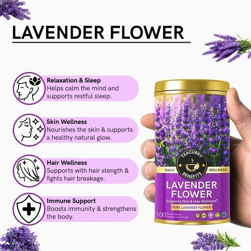 Lavender Flower Tea Premium Tin Can - Promotes Relaxation, Better Sleep, Stress Relief, Skin & Hair Wellness