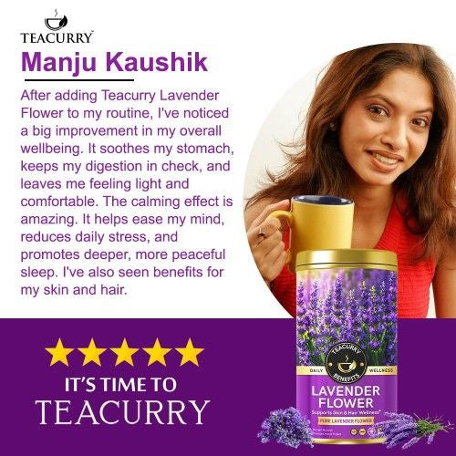 Lavender Flower Tea Premium Tin Can - Promotes Relaxation, Better Sleep, Stress Relief, Skin & Hair Wellness