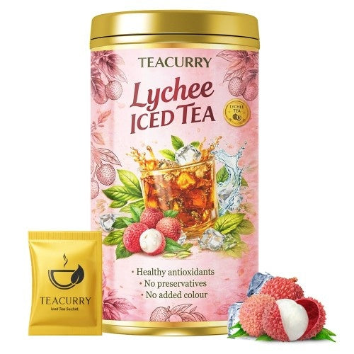Teacurry Litchi Instant Iced Tea Mix Tin Can 