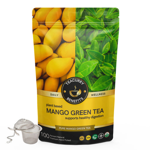 Teacurry mango green tea pouch with infuser