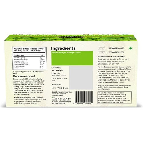 Teacurry Himalayan Moringa Leaf Tea Back Image 