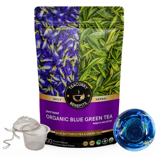 lose pouch with infuser of Organic Blue Green Tea