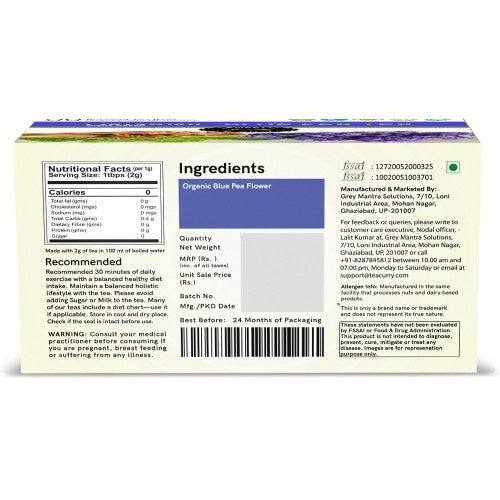Teacurry Organic Blue Pea Tea Back Image