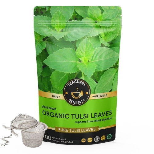 Teacurry Organic Tulsi Tea Pouch Image With Infuser 