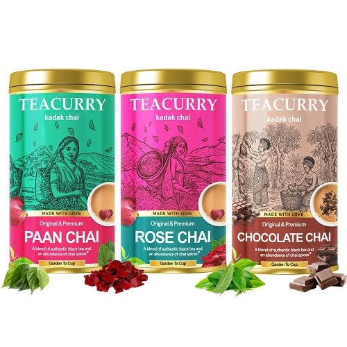 Teacurry Flavored Chai Combo Pack of 3 ( Paan, Rose, Chocolate Chai) Main Image 