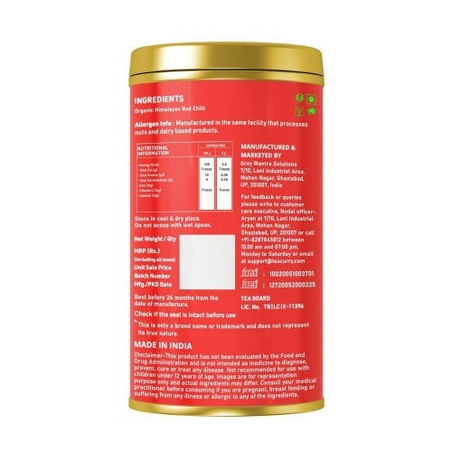 Teacurry Organic Himalayan Red Chillies Back Image 