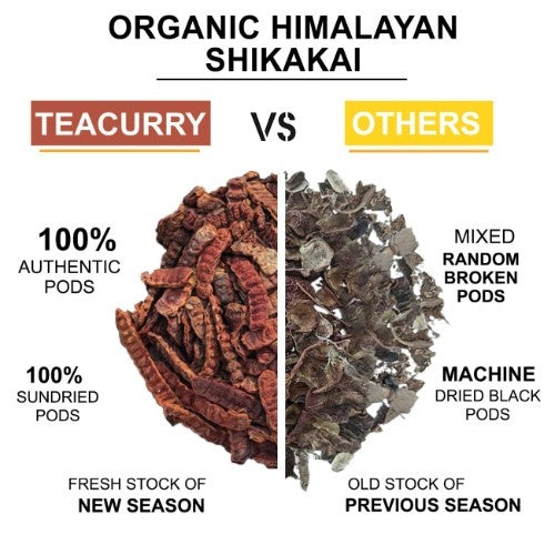 Teacurry Organic Himalayan Shikakai Pods vs Other 