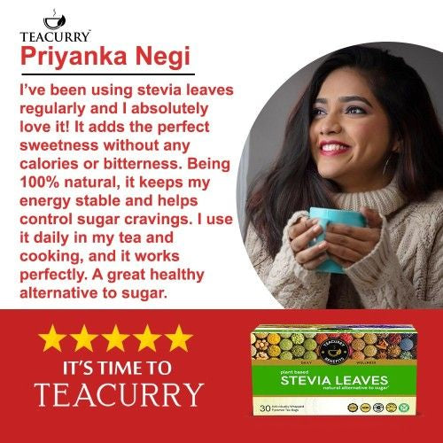 Stevia Leaf Tea – Helps with Blood Sugar Levels, Cholesterol - 100% Natural Sweetener - Sugar free
