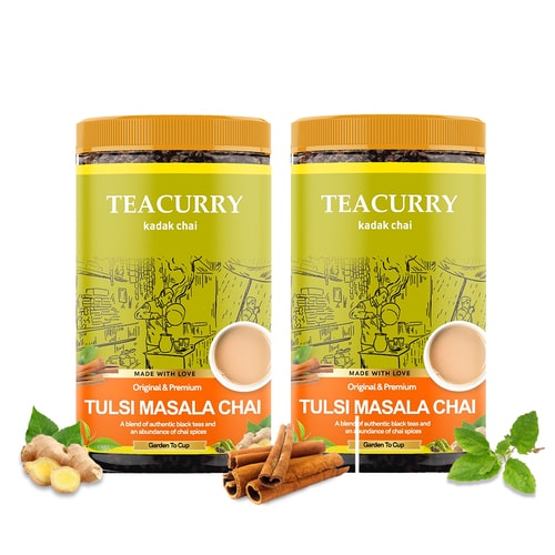Teacurry Tulsi Masala Chai  -200 grams pack  - organic masala tulsi tea - organic tulsi masala chai