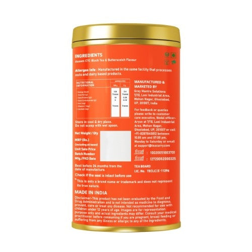 Teacurry Butterscotch Chai Back Image 