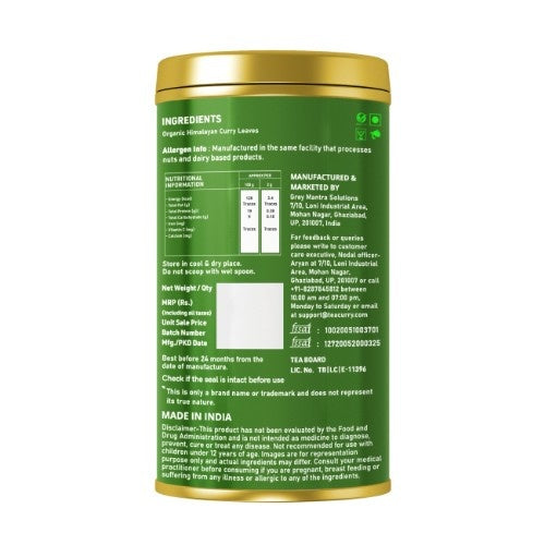 Teacurry Organic Himalayan Curry Leaves Back Image 