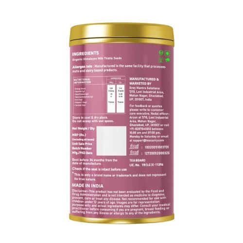 Teacurry Organic Himalayan Milk Thistle Seeds Back Image  