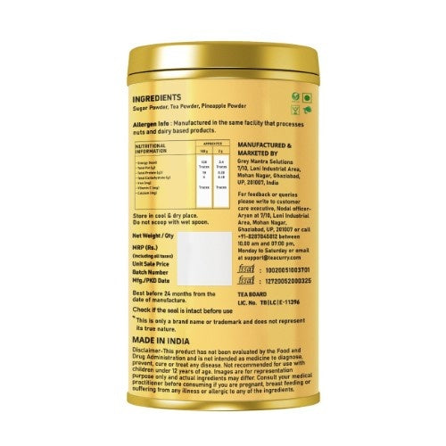 Teacurry Pineapple Instant Iced Tea Mix Back Image 
