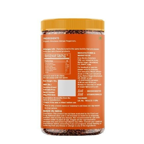 Teacurry Organic Himalayan Sichuan Peppercorn Back Image