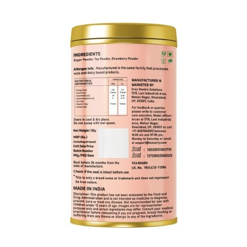 Teacurry Strawberry Instant Iced Tea Mix Back Image 